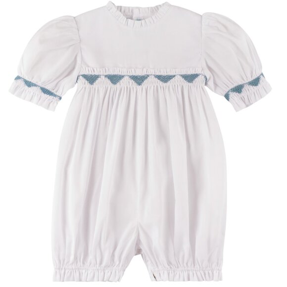 Feltman Brothers Smocked Girls Blue and White Romper 18 months NWT - Picture 3 of 4